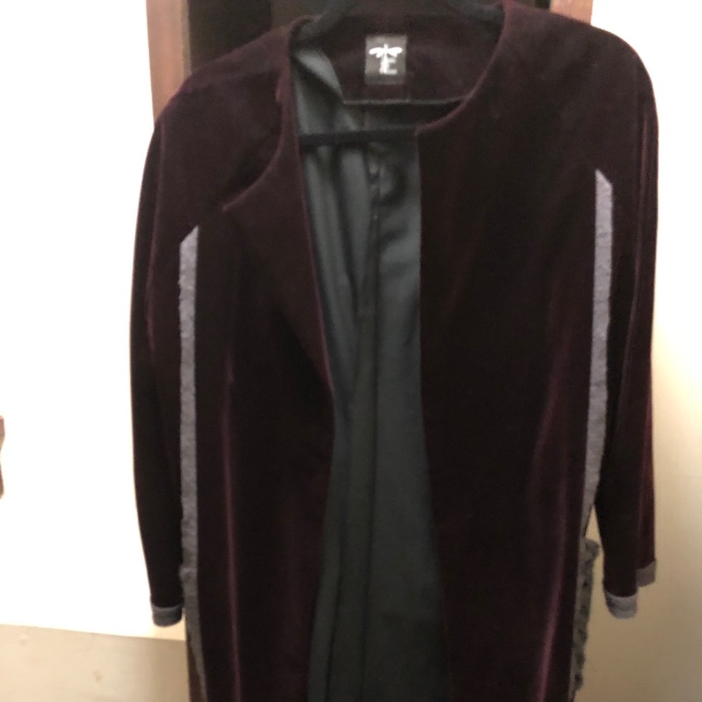 Leila velvet w/ knitted design coat